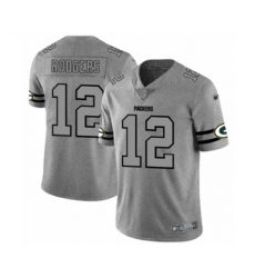 Men's Green Bay Packers #12 Aaron Rodgers Limited Gray Team Logo Gridiron Limited Football Jersey