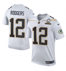 Men's Nike Green Bay Packers #12 Aaron Rodgers Elite White Team Rice 2016 Pro Bowl NFL Jersey