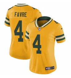 Women's Nike Green Bay Packers #4 Brett Favre Limited Gold Rush Vapor Untouchable NFL Jersey