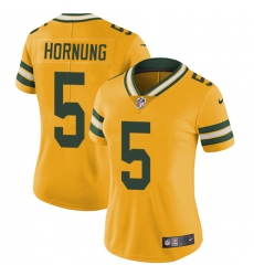 Women's Nike Green Bay Packers #5 Paul Hornung Limited Gold Rush Vapor Untouchable NFL Jersey