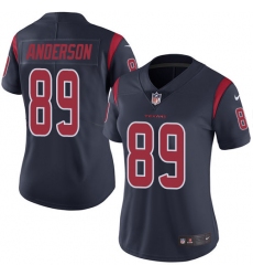 Women's Nike Houston Texans #89 Stephen Anderson Limited Navy Blue Rush Vapor Untouchable NFL Jersey