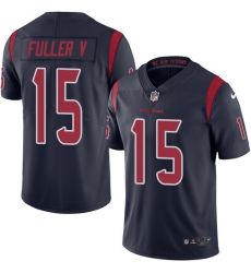 Men's Nike Houston Texans #15 Will Fuller V Elite Navy Blue Rush Vapor Untouchable NFL Jersey