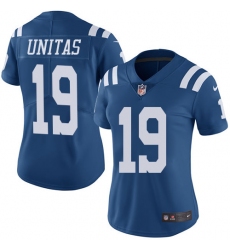 Women's Nike Indianapolis Colts #19 Johnny Unitas Limited Royal Blue Rush Vapor Untouchable NFL Jersey