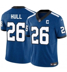 Men's Indianapolis Colts #26 Evan Hull Blue 2024 F.U.S.E. Throwback Vapor Limited Football Stitched Jersey