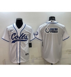 Men's Indianapolis Colts White Team Big Logo With Patch Cool Base Stitched Baseball Jersey