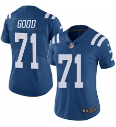 Women's Nike Indianapolis Colts #71 Denzelle Good Limited Royal Blue Rush Vapor Untouchable NFL Jersey