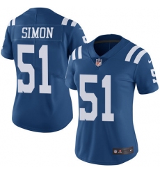 Women's Nike Indianapolis Colts #51 John Simon Limited Royal Blue Rush Vapor Untouchable NFL Jersey