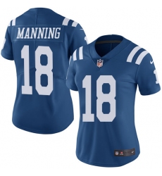 Women's Nike Indianapolis Colts #18 Peyton Manning Limited Royal Blue Rush Vapor Untouchable NFL Jersey