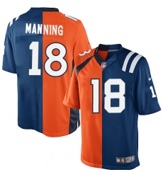 Youth Nike Indianapolis Colts #18 Peyton Manning Elite Royal Blue/Orange Split Fashion NFL Jersey
