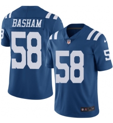 Men's Nike Indianapolis Colts #58 Tarell Basham Elite Royal Blue Rush Vapor Untouchable NFL Jersey