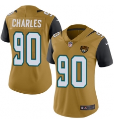 Women's Nike Jacksonville Jaguars #90 Stefan Charles Limited Gold Rush Vapor Untouchable NFL Jersey