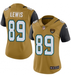 Women's Nike Jacksonville Jaguars #89 Marcedes Lewis Limited Gold Rush Vapor Untouchable NFL Jersey