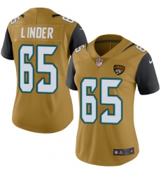 Women's Nike Jacksonville Jaguars #65 Brandon Linder Limited Gold Rush Vapor Untouchable NFL Jersey