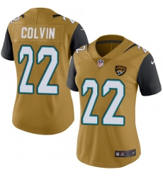 Women's Nike Jacksonville Jaguars #22 Aaron Colvin Limited Gold Rush Vapor Untouchable NFL Jersey