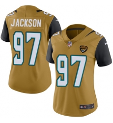 Women's Nike Jacksonville Jaguars #97 Malik Jackson Limited Gold Rush Vapor Untouchable NFL Jersey