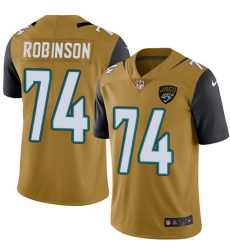 Men's Nike Jacksonville Jaguars #75 Cam Robinson Limited Gold Rush Vapor Untouchable NFL Jersey