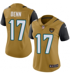 Women's Nike Jacksonville Jaguars #17 Arrelious Benn Limited Gold Rush Vapor Untouchable NFL Jersey