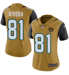 Women's Nike Jacksonville Jaguars #80 Mychal Rivera Limited Gold Rush Vapor Untouchable NFL Jersey