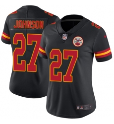 Women's Nike Kansas City Chiefs #27 Larry Johnson Limited Black Rush Vapor Untouchable NFL Jersey