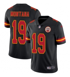 Men's Nike Kansas City Chiefs #19 Joe Montana Limited Black Rush Vapor Untouchable NFL Jersey