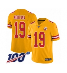 Youth Kansas City Chiefs #19 Joe Montana Limited Gold Inverted Legend 100th Season Football Jersey