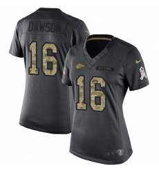 Women's Nike Kansas City Chiefs #16 Len Dawson Limited Black 2016 Salute to Service NFL Jersey