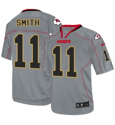 Men's Nike Kansas City Chiefs #11 Alex Smith Elite Lights Out Grey NFL Jersey