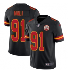 Men's Nike Kansas City Chiefs #91 Tamba Hali Limited Black Rush Vapor Untouchable NFL Jersey