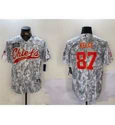 Men's Kansas City Chiefs #87 Travis Kelce 2024 Arctic Camo Salute To Service Stitched Baseball Jersey