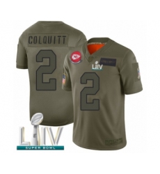 Men's Kansas City Chiefs #2 Dustin Colquitt Limited Olive 2019 Salute to Service Super Bowl LIV Bound Football Jersey