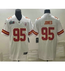 Men's Kansas City Chiefs #95 Chris Jones White Super Bowl LVII Patch Vapor Untouchable Limited Stitched Jersey