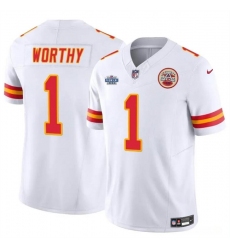 Men’s Kansas City Chiefs #1 Xavier Worthy White F.U.S.E With Draft Vapor Untouchable Limited Stitched Football Jersey