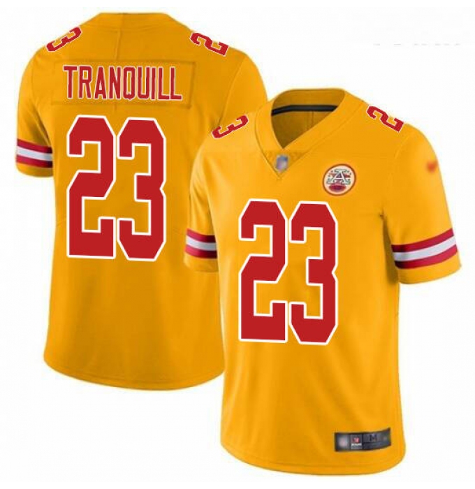 Men's Kansas City Chiefs #23 Drue Tranquill Nike Yellow Limited Stitched Jersey