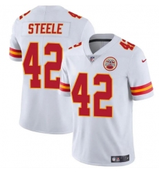 Men's Kansas City Chiefs #42 Carson Steele White Vapor Untouchable Limited Football Stitched Jersey