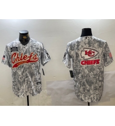 Men's Kansas City Chiefs Team Logo 2024 Arctic Camo Salute to Service Stitched Baseball Jerseys