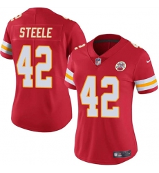 Women's Kansas City Chiefs #42 Carson Steele Red Vapor Untouchable Limited Stitched Jersey(Run Small)