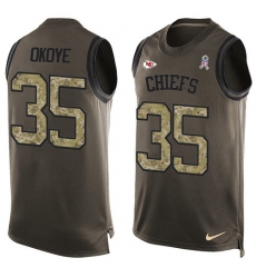 Men's Nike Kansas City Chiefs #35 Christian Okoye Limited Green Salute to Service Tank Top NFL Jersey