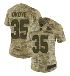 Women's Nike Kansas City Chiefs #35 Christian Okoye Limited Camo 2018 Salute to Service NFL Jersey